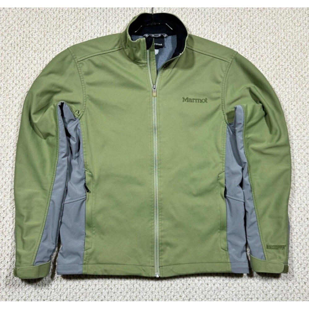 Marmot Jacket Womens S Olive/Gray Softshell Windstopper Full Zip Hiking Outdoor
